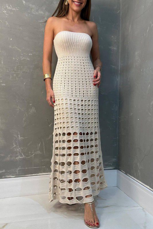 Eunice’s Crochet Strapless Maxi Dress