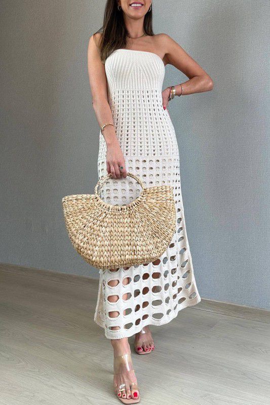 Eunice’s Crochet Strapless Maxi Dress