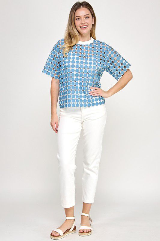 Blue Halo Dot Blouse