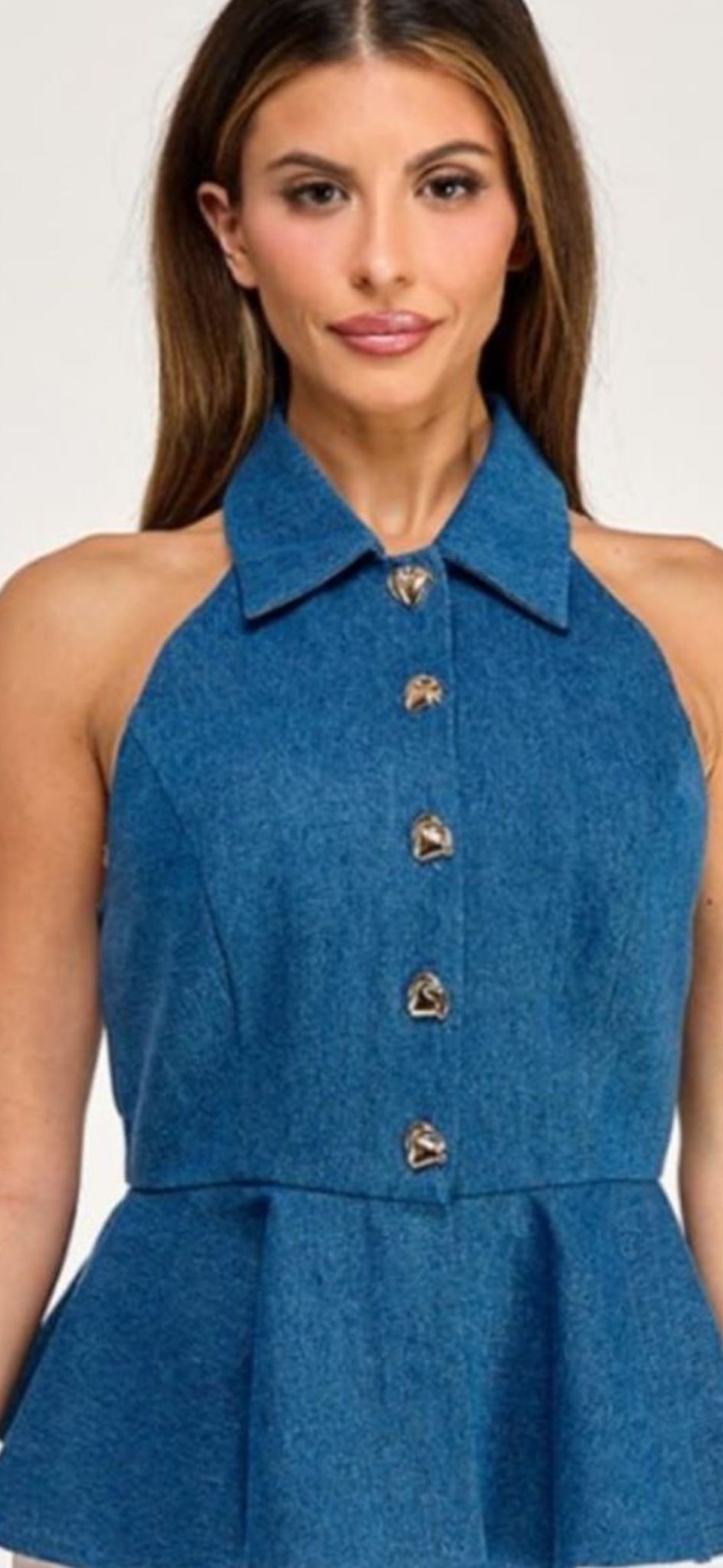 Amara Peplum Denim Top