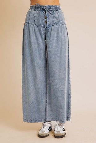 Merida’s Wide Leg Washed Tencel Denim Pant