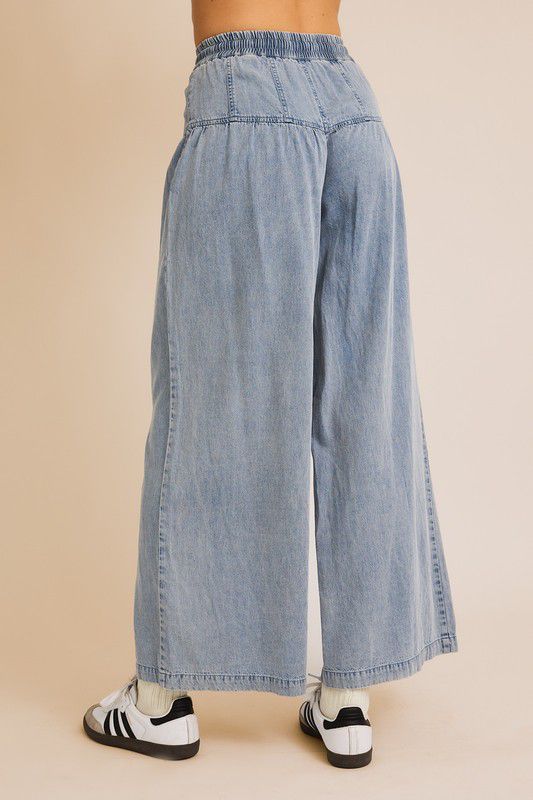 Merida’s Wide Leg Washed Tencel Denim Pant