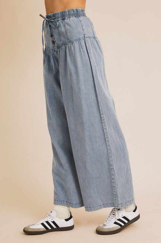 Merida’s Wide Leg Washed Tencel Denim Pant