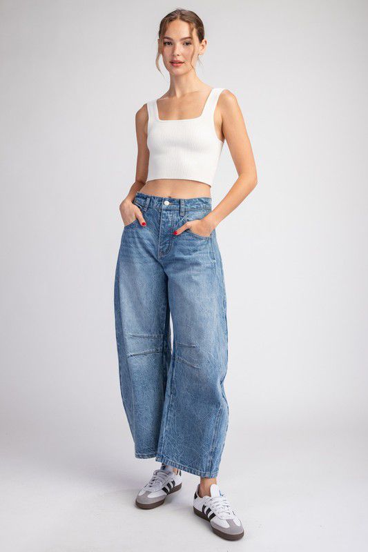 Lilly Mineral Washed Barrel Denim Pant