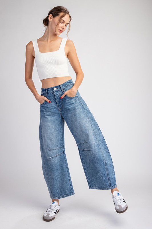 Lilly Mineral Washed Barrel Denim Pant
