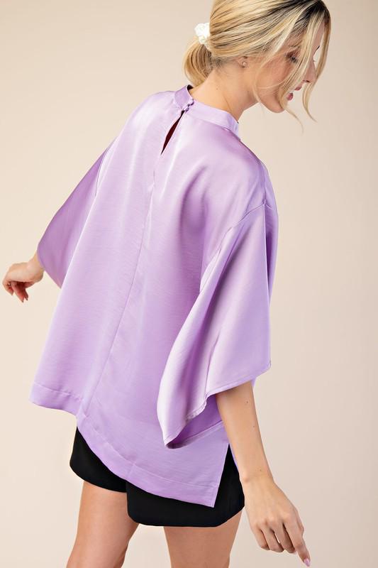 Kate Lavanda Mock Neck Poncho Top