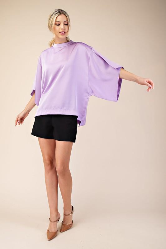 Kate Lavanda Mock Neck Poncho Top