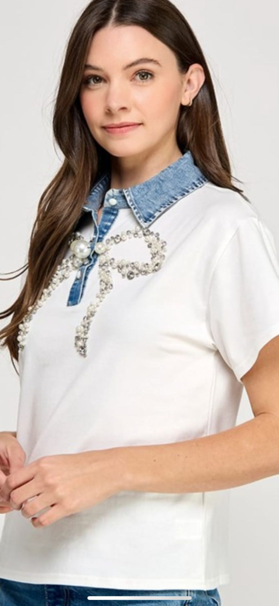 Cinderella White & Denim Top