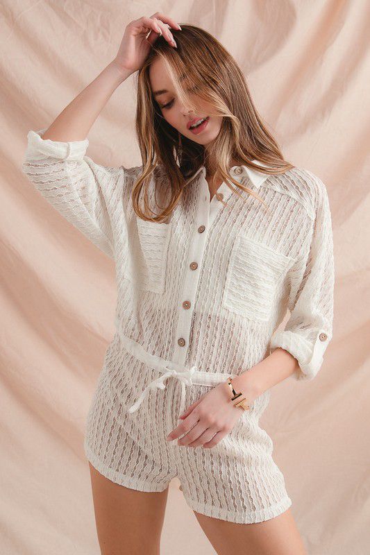 Resort Vibes Textured Knit Cover Up Romper