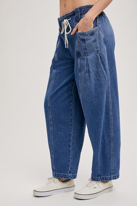 Tiana’s Denim Barrel Low Rise Cord Drawstring Pull On Jeans