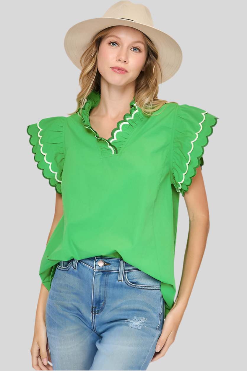 Emerald Green Boho Top