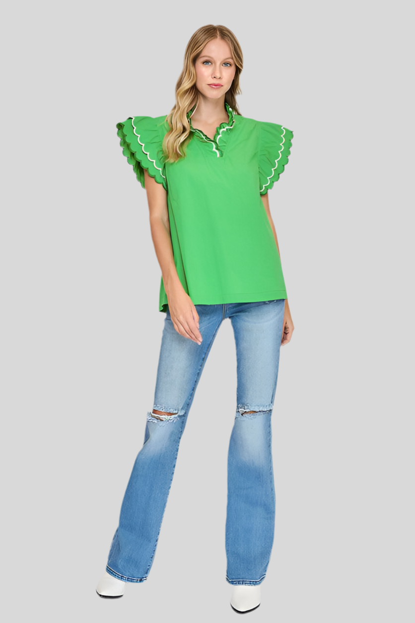 Emerald Green Boho Top