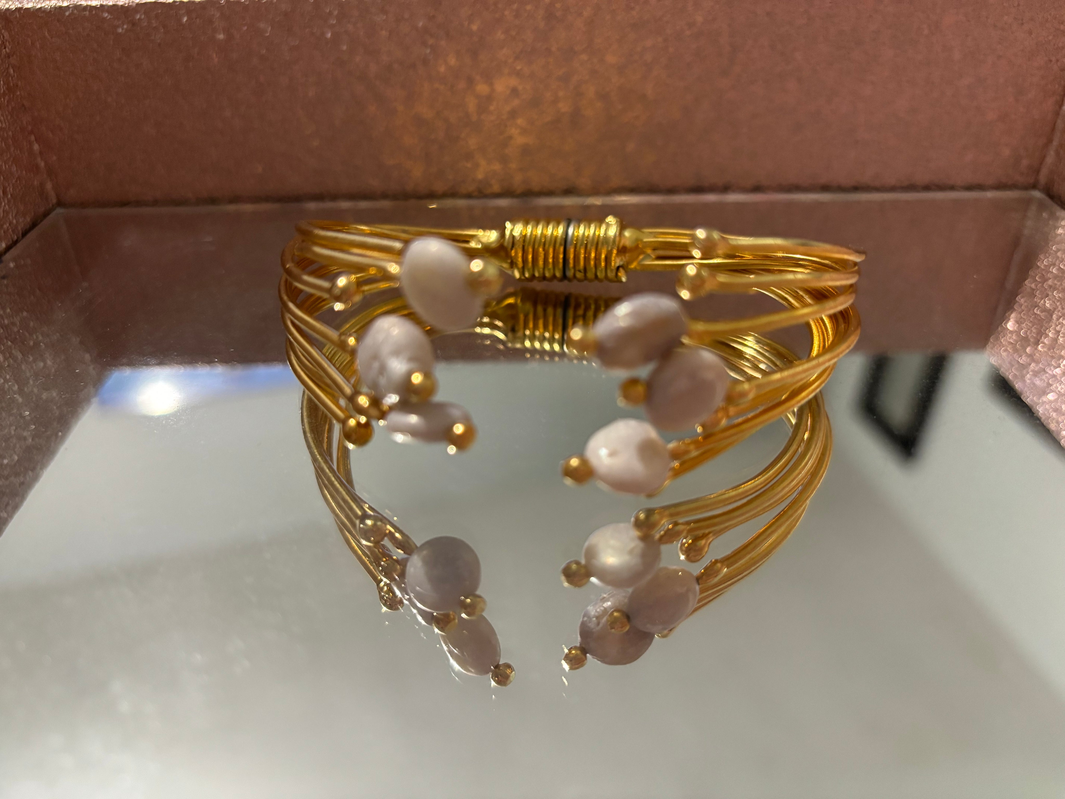 Pink Gold White Stones Bracelet