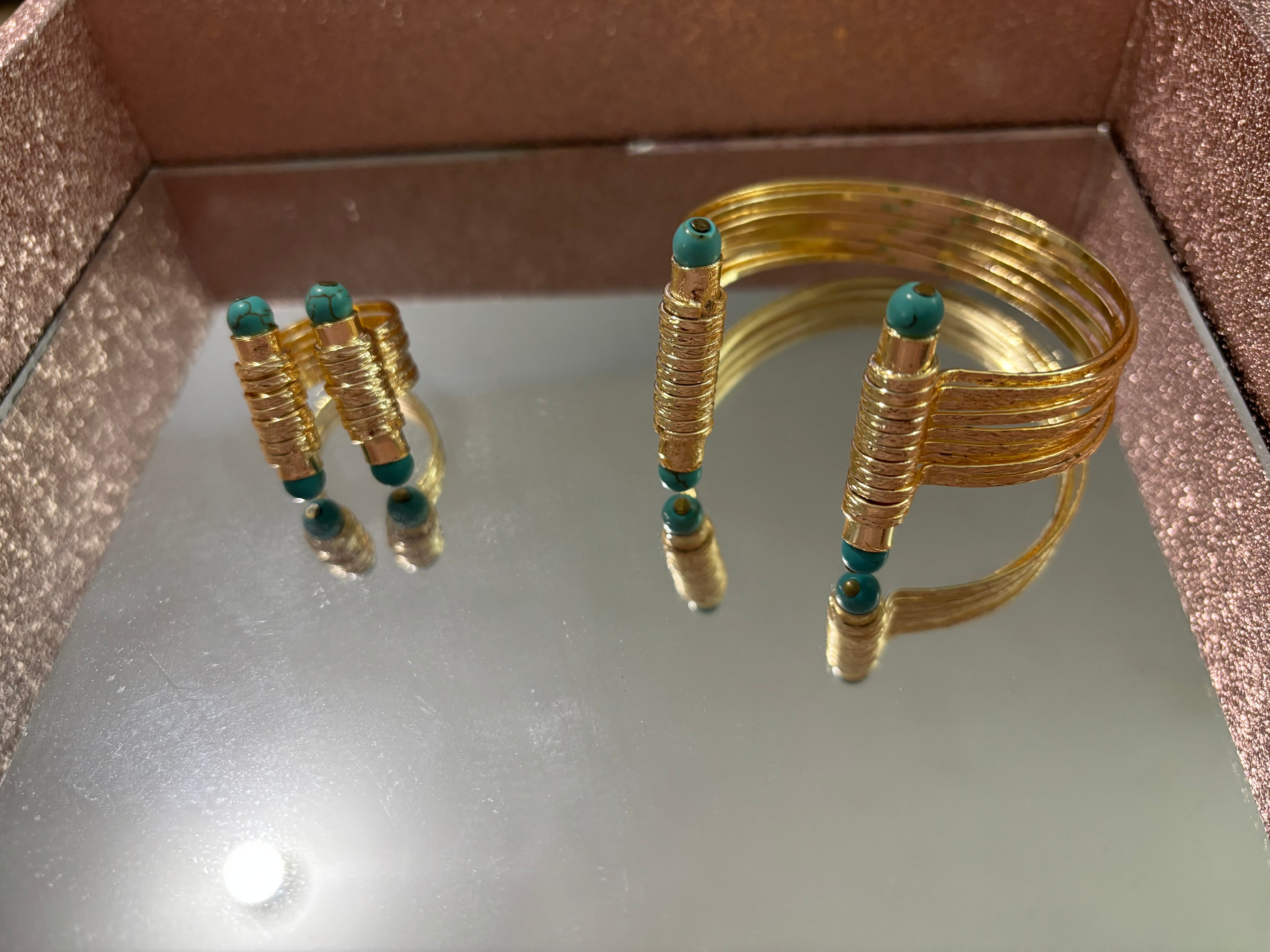 Gold Turquoise Bracelet & Ring Set