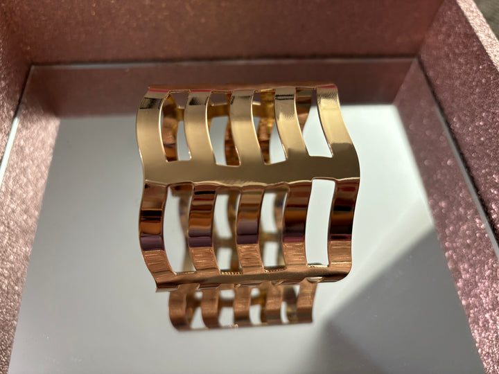 Gold Stripped Cuff Bracelet