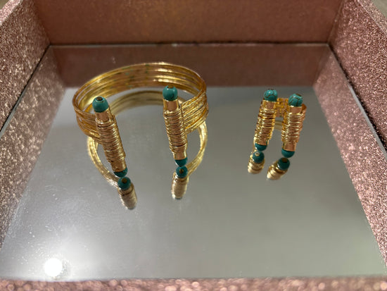 Gold Turquoise Bracelet & Ring Set