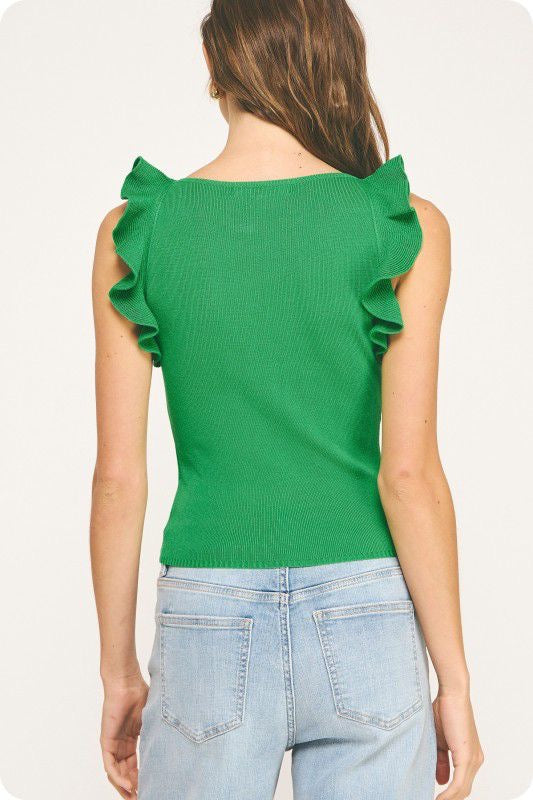 Emerald Green Ruffle Top