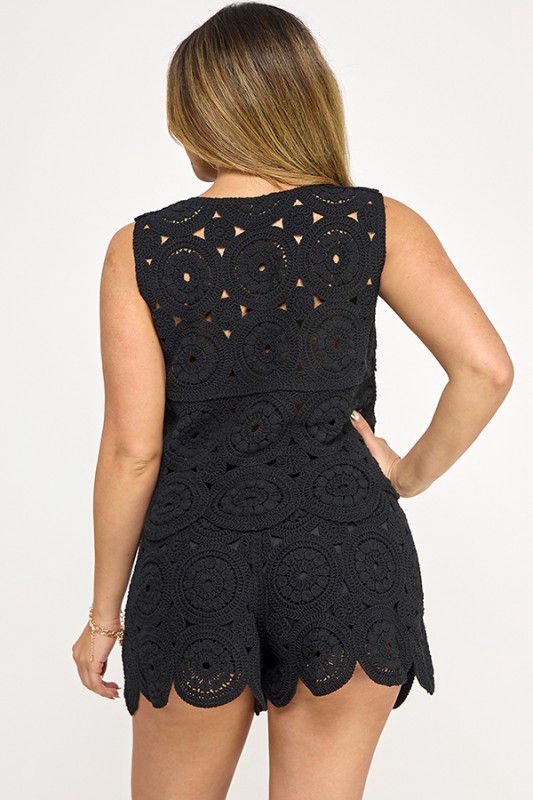 Vasti Black Lace Short Set