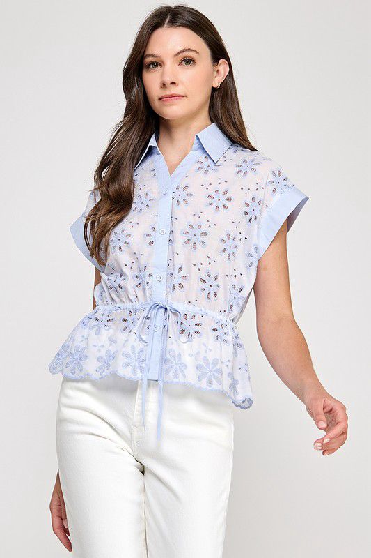 Iris Floral Short Sleeve Blouse