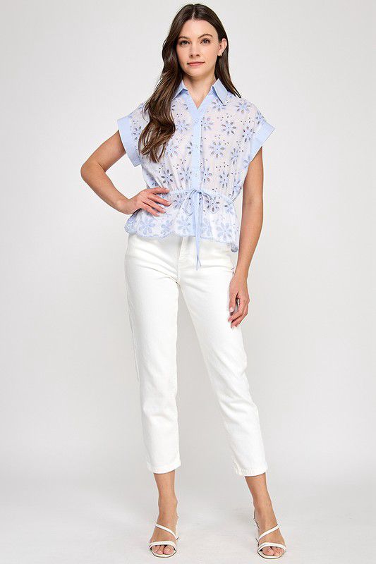 Iris Floral Short Sleeve Blouse