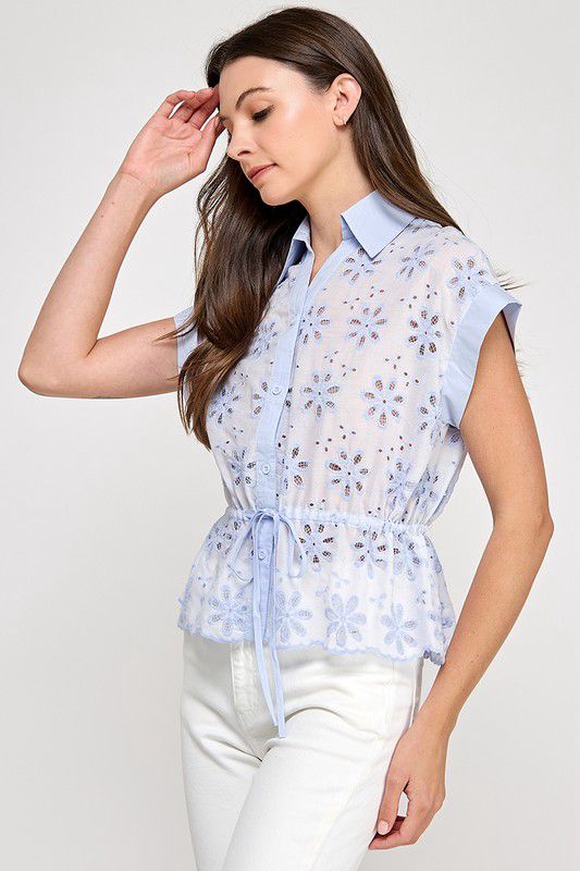 Iris Floral Short Sleeve Blouse