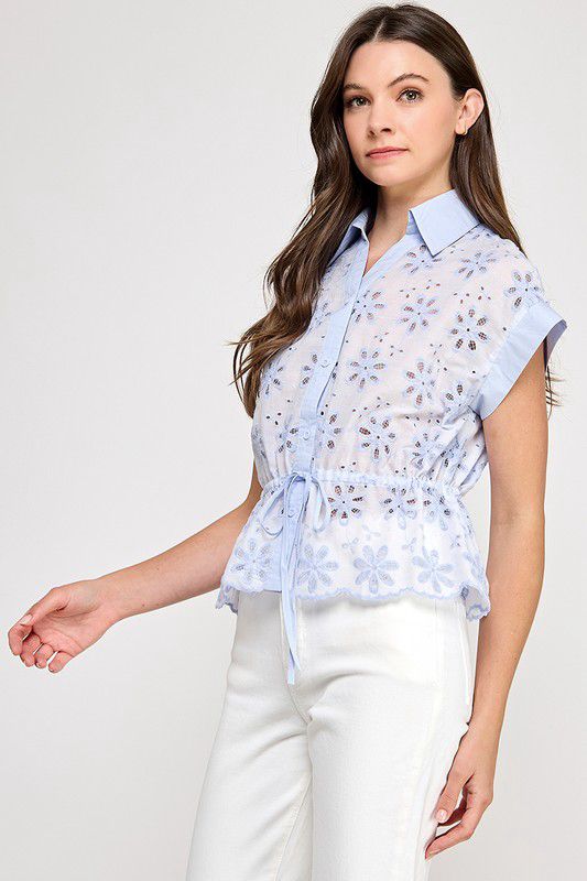 Iris Floral Short Sleeve Blouse