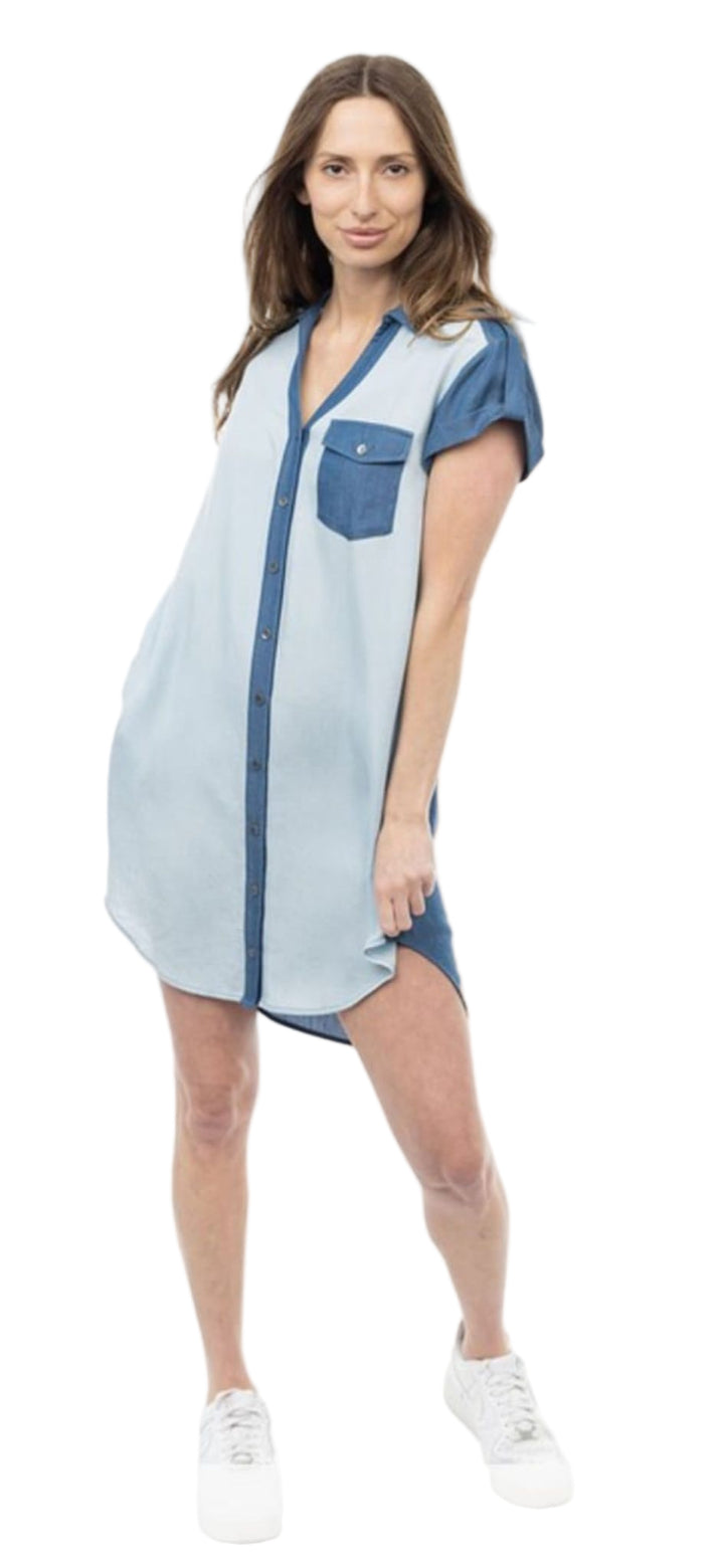 Blue Breeze Tencel Two-Tones Dress