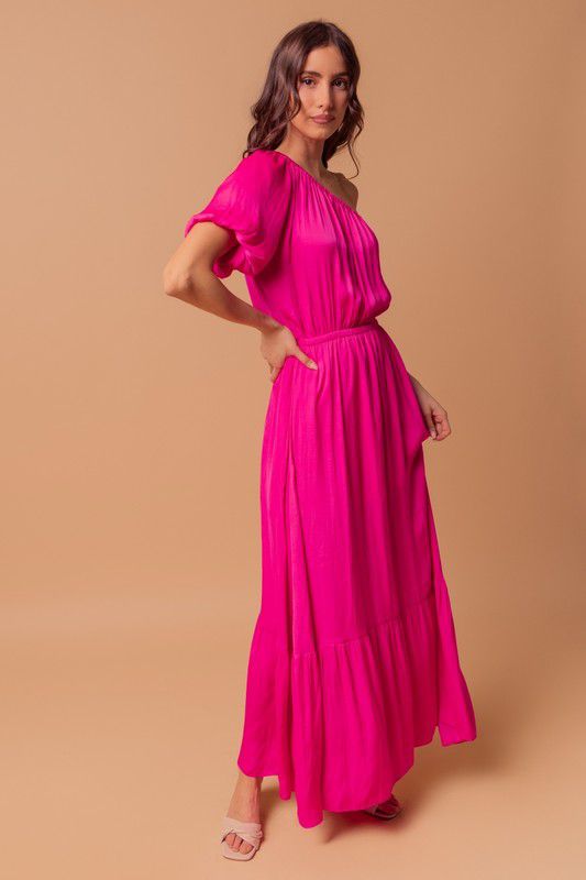 Sophia Black Maxi One Shoulder Dress