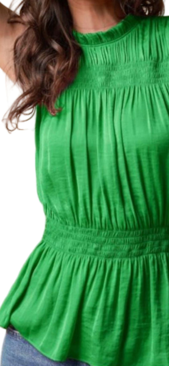 Emerald Gem High Neck Peplum Blouse