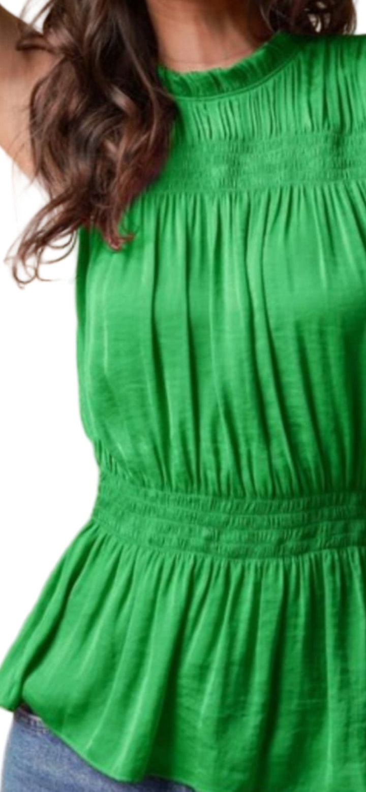 Emerald Gem High Neck Peplum Blouse
