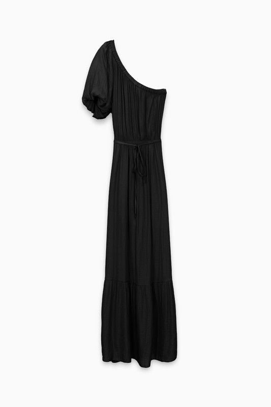 Sophia Black Maxi One Shoulder Dress