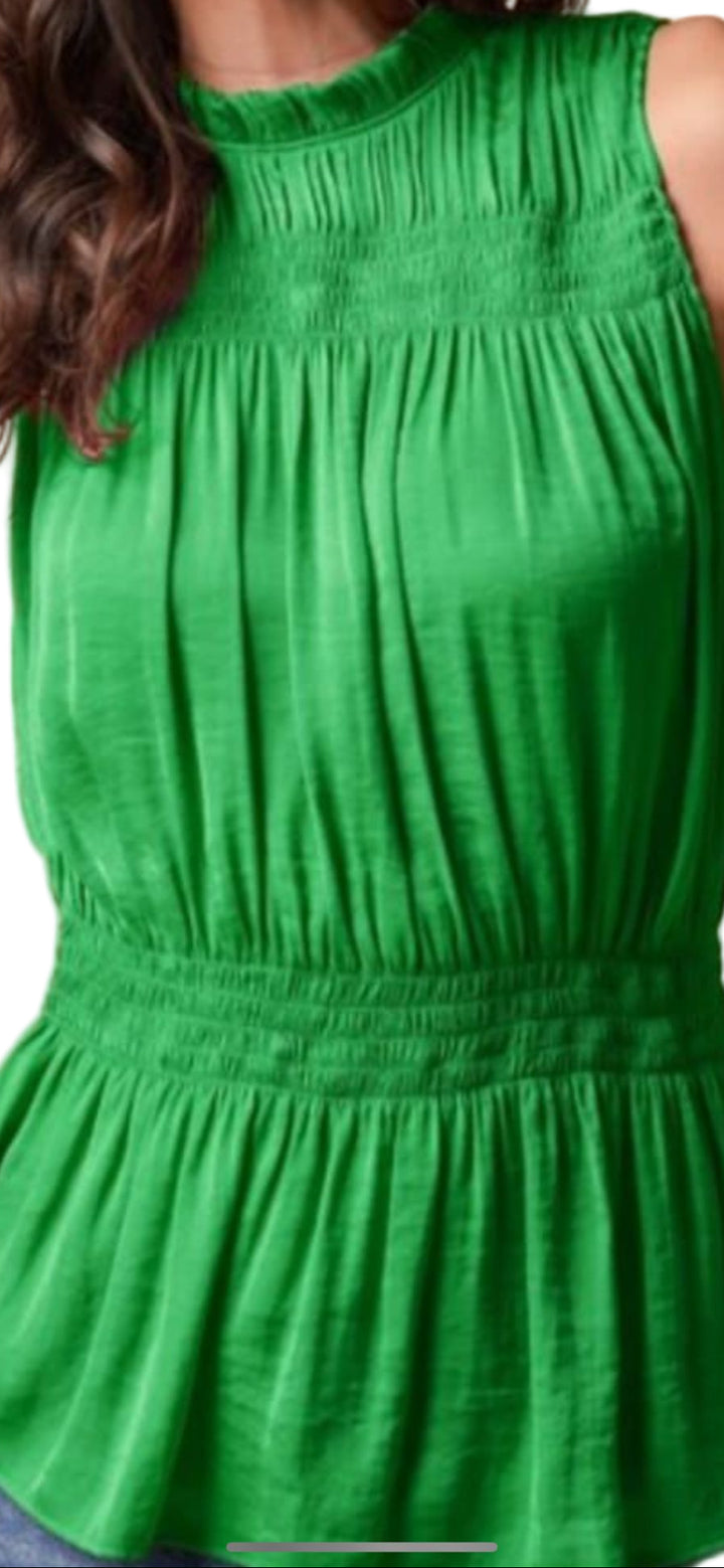 Emerald Gem High Neck Peplum Blouse