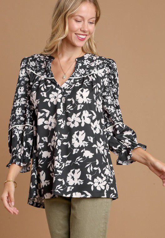 Vilma Two Tone Floral Top
