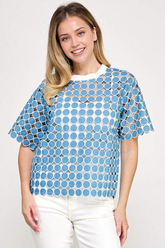 Blue Halo Dot Blouse