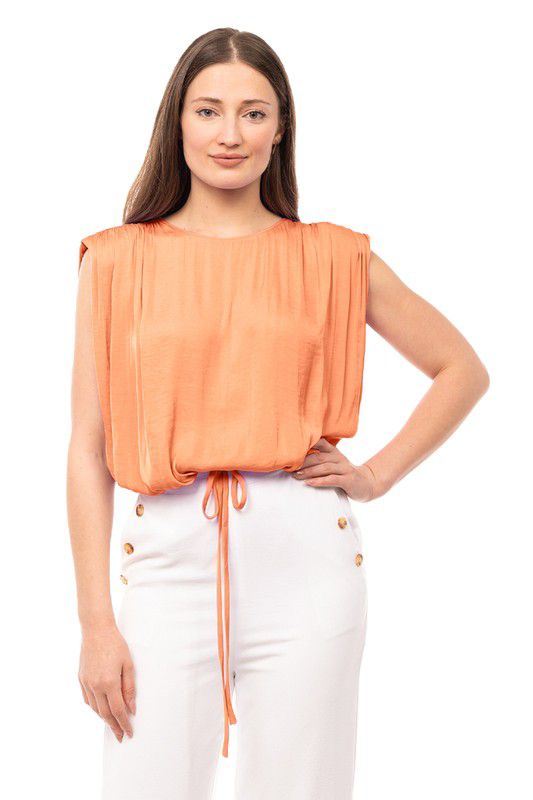 Aura Sleeveless Shoulder Boat Neck Blouse