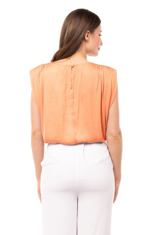 Aura Sleeveless Shoulder Boat Neck Blouse