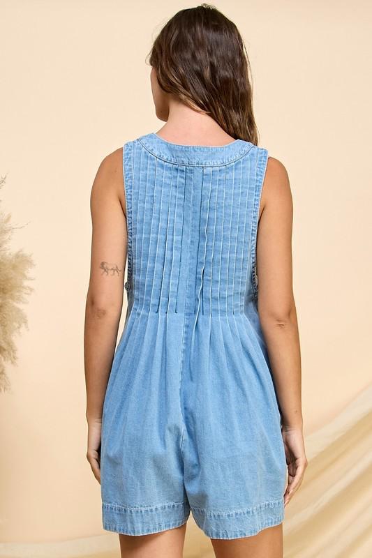 Sherah V Neck Sleveless Denim Romper