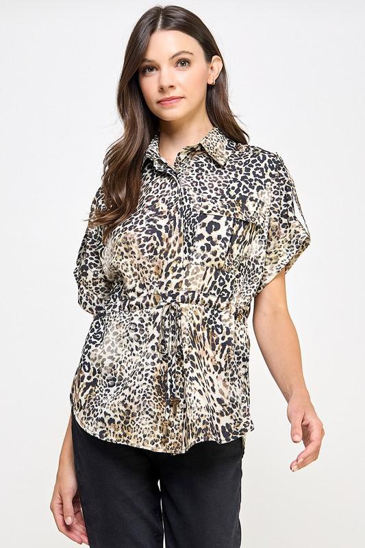 Wild Animal Print Button Blouse