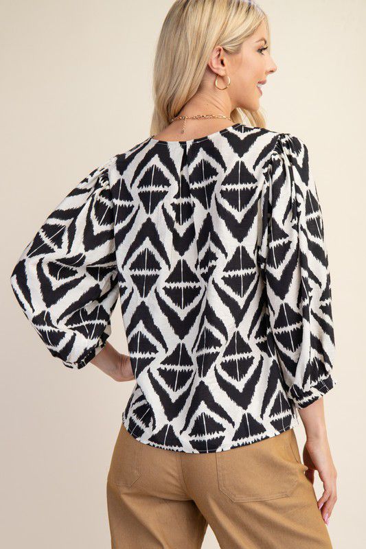 Black & White Shadow Diamonds Blouse