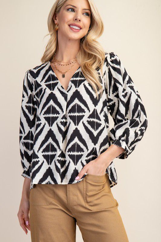 Black & White Shadow Diamonds Blouse