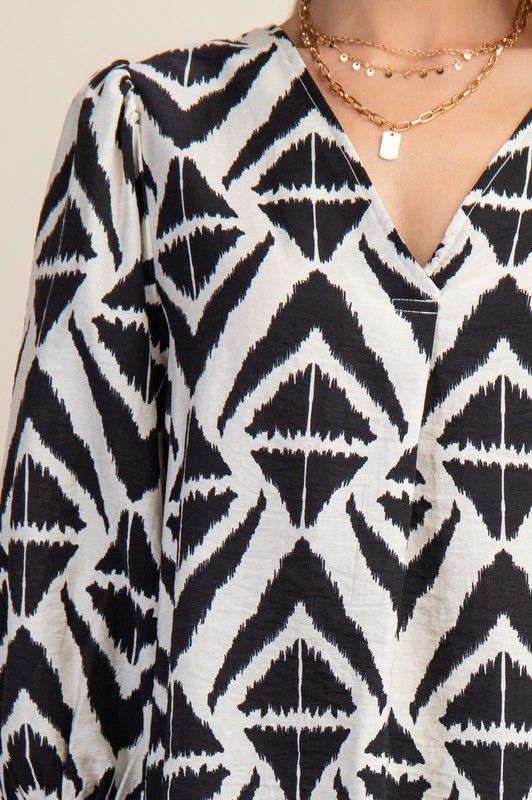 Black & White Shadow Diamonds Blouse