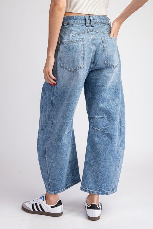Lilly Mineral Washed Barrel Denim Pant