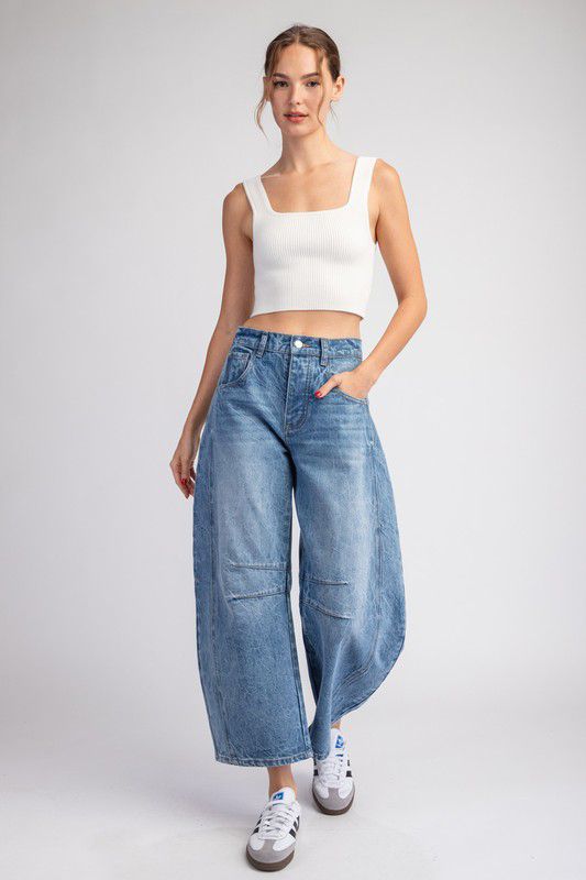 Lilly Mineral Washed Barrel Denim Pant