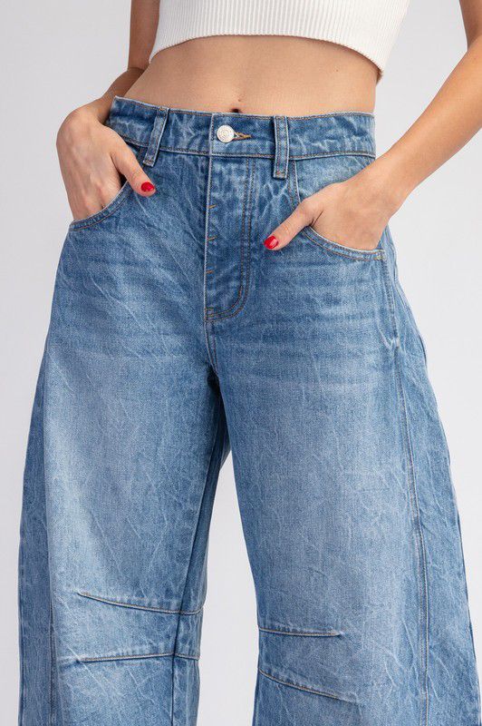 Lilly Mineral Washed Barrel Denim Pant