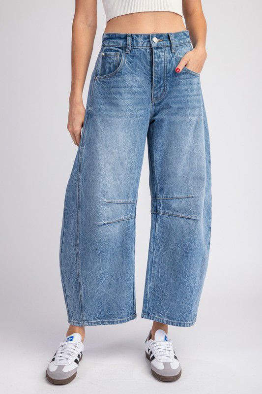 Lilly Mineral Washed Barrel Denim Pant