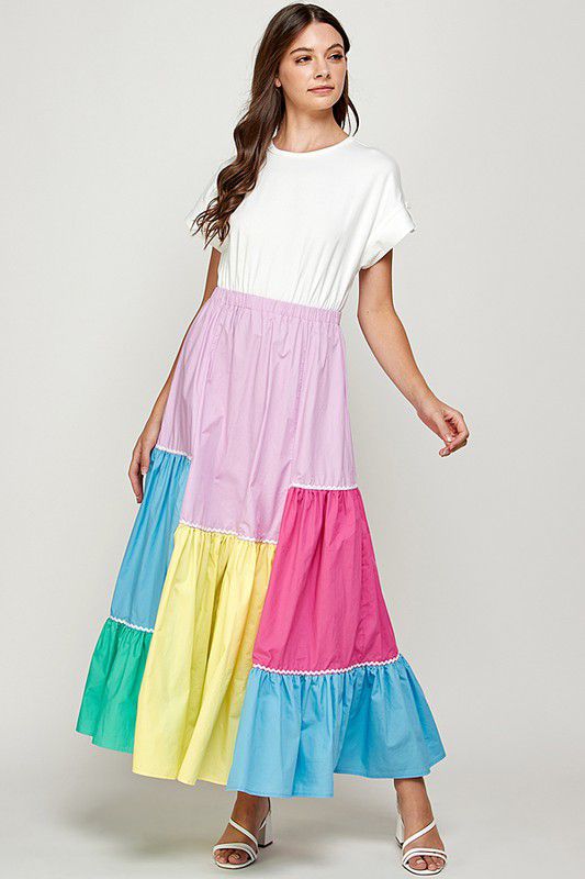 Martha T-Shirt Maxi Dress - Color Blocked