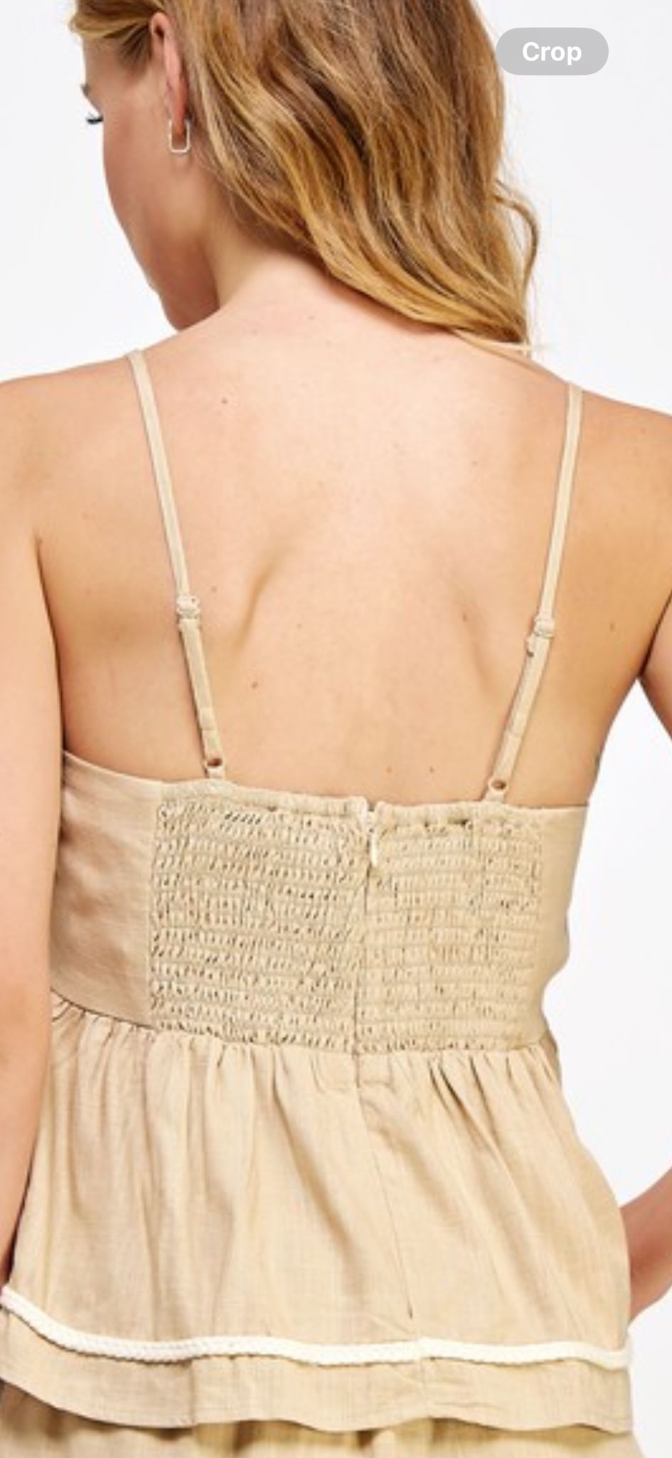 Orpha Braid Trim Detail Sleeveless Linen Cami Top (Only Top)