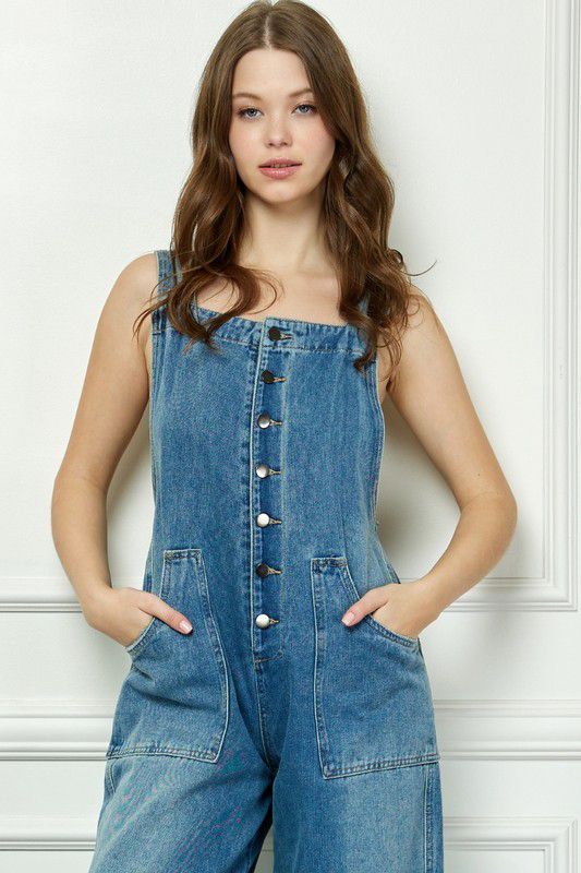 Phoebe Denim Multi Button Fatigue Overall